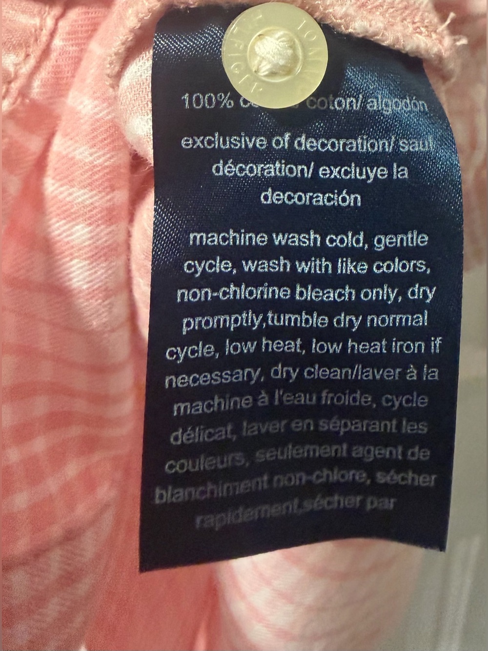 Tommy Hilfiger Pink & White Gingham Check Button-Up Shirt - Size L/G - Picture 7 of 8